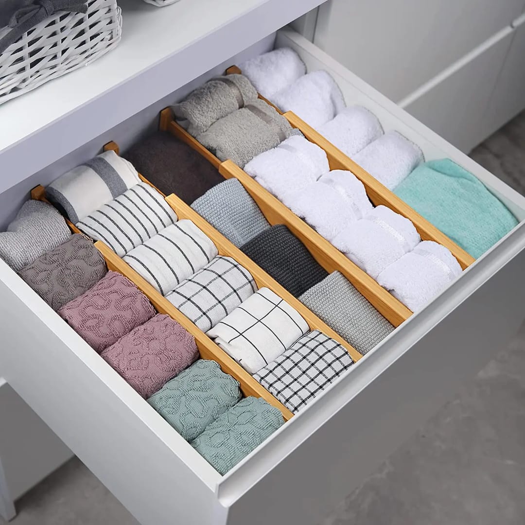 Multifunctional Expandable Bamboo Drawer Dividers – 4-Piece Set