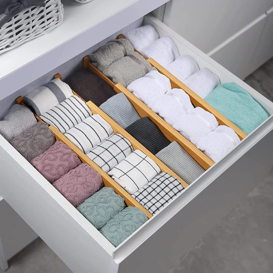 Multifunctional Expandable Bamboo Drawer Dividers – 4-Piece Set
