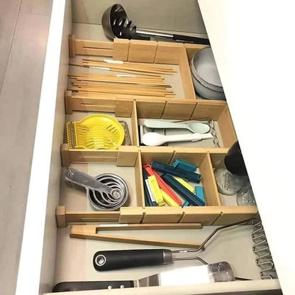 4-Piece Adjustable Bamboo Drawer Divider Set with Inserts