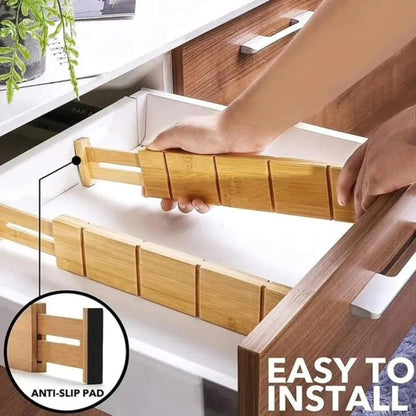 4-Piece Adjustable Bamboo Drawer Divider Set with Inserts