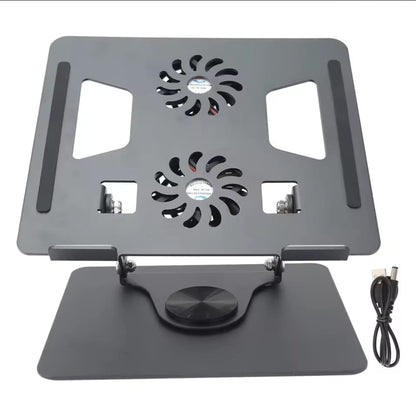 Adjustable Laptop Stand with Dual Cooling Fans