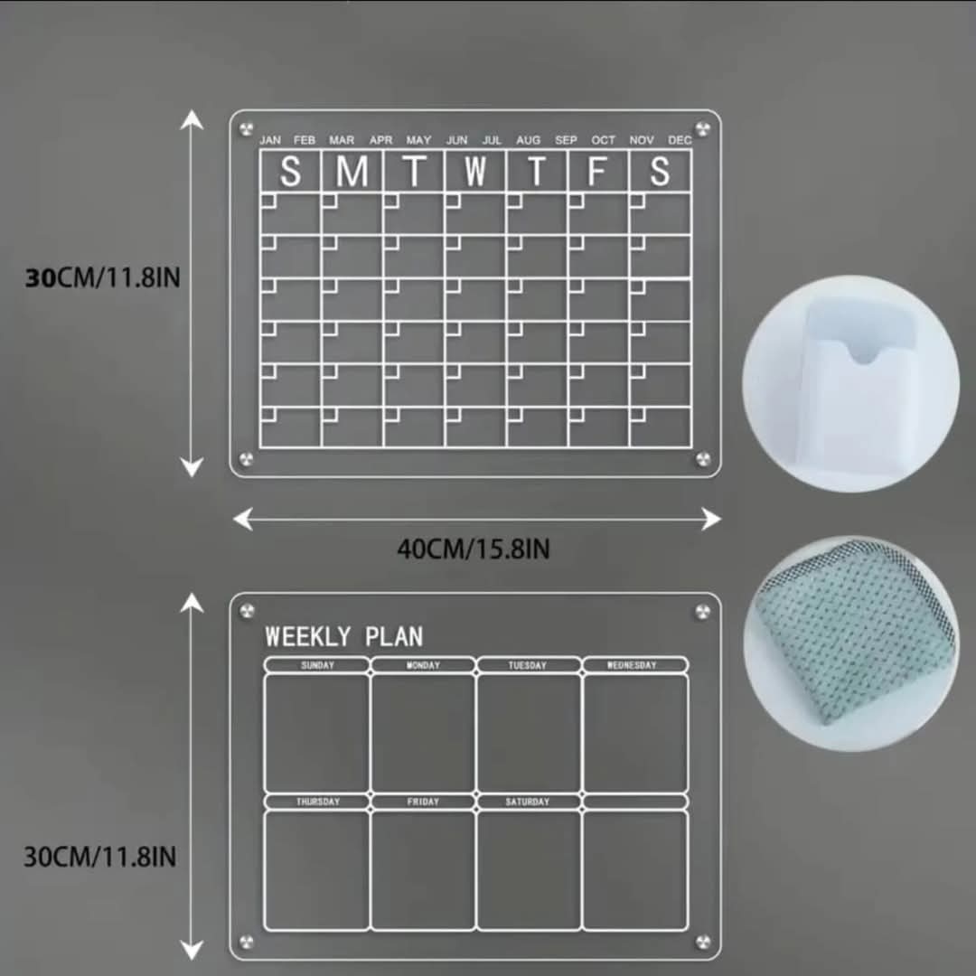 Magnetic Monthly/Weekly Fridge Planner Set – 2 PCs, 40x30cm