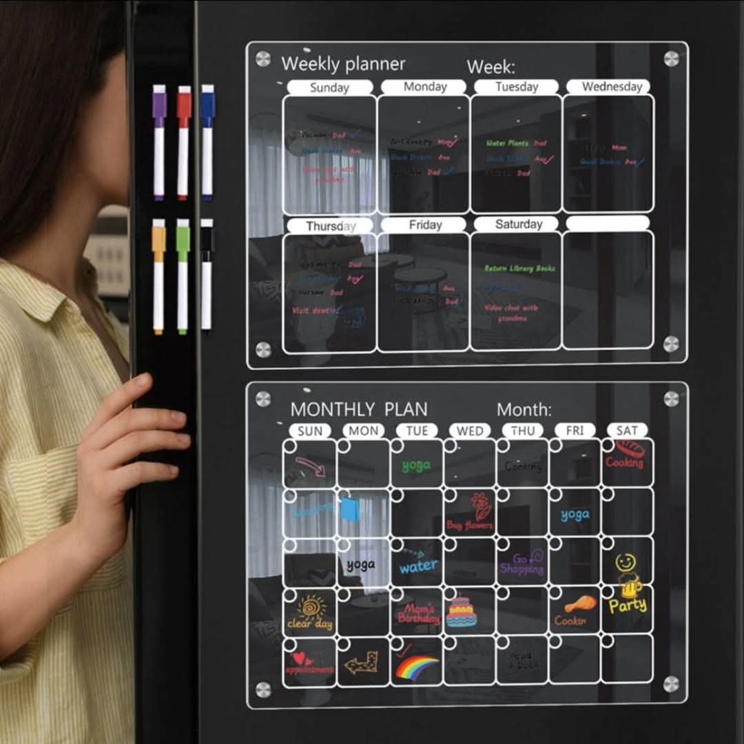 Magnetic Monthly/Weekly Fridge Planner Set – 2 PCs, 40x30cm