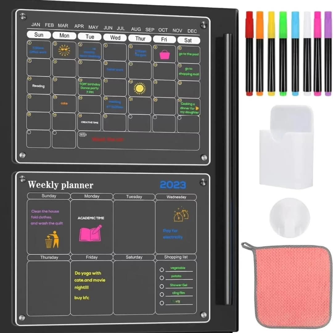 Magnetic Monthly/Weekly Fridge Planner Set – 2 PCs, 40x30cm