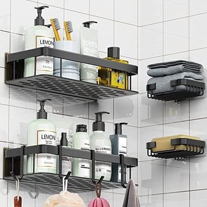 4-Piece Rustproof No-Drill Shower Caddy Set