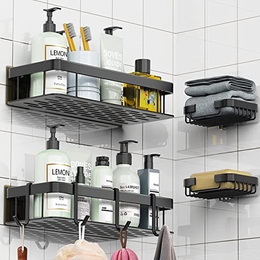 4-Piece Rustproof No-Drill Shower Caddy Set