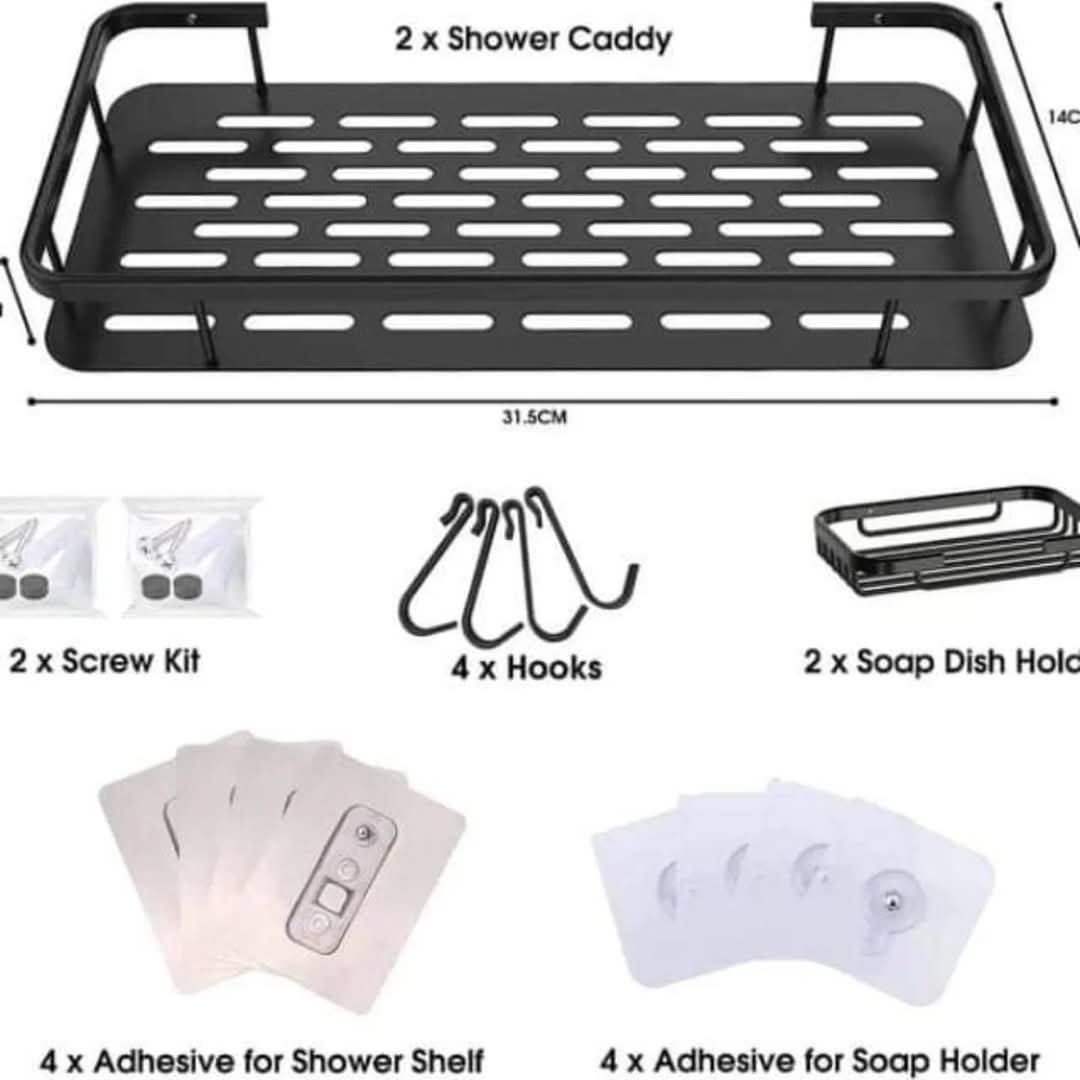 4-Piece Rustproof No-Drill Shower Caddy Set