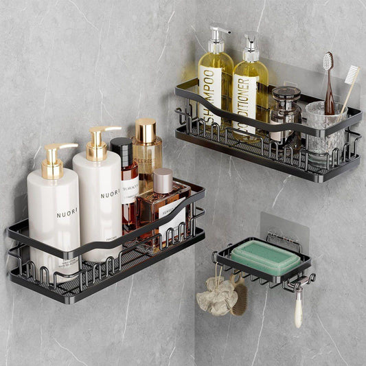 3-Piece No-Drill Rustproof Shower Caddy Set