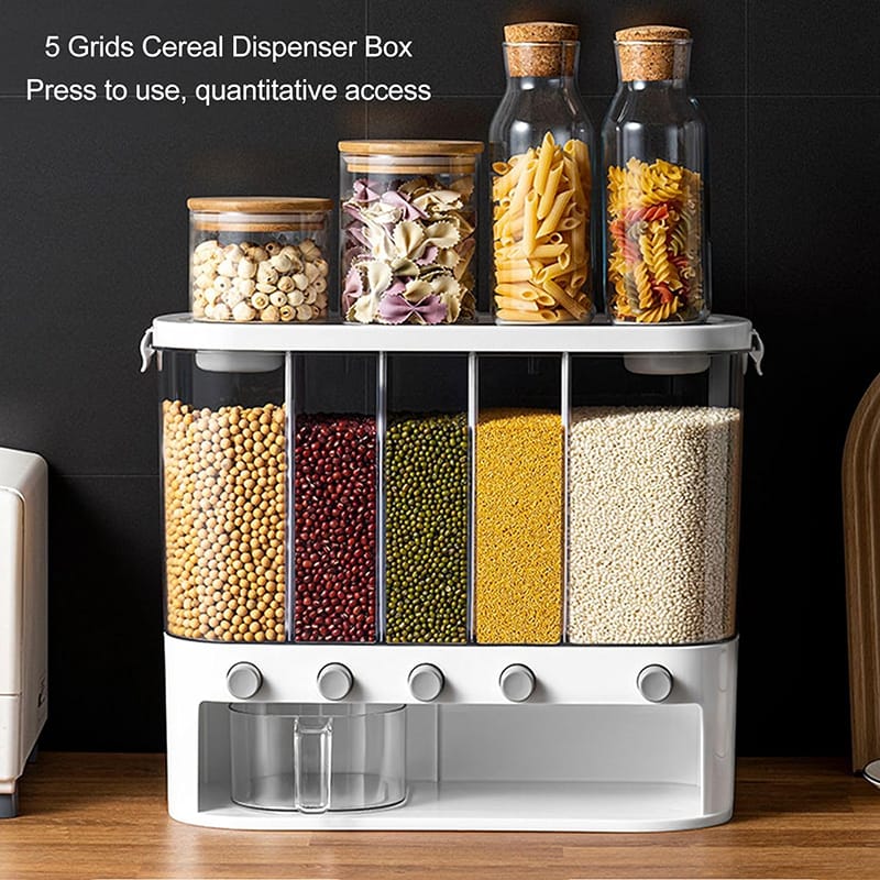 Acrylic Partitioned Rice & Cereal Dispenser