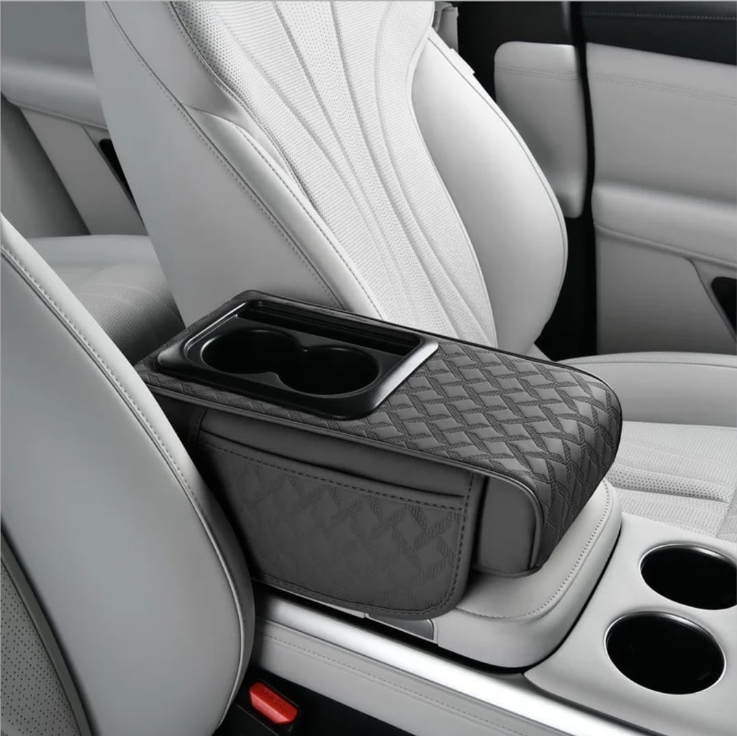 3-in-1 Auto Center Console Armrest Cushion with Cup & Phone Holders