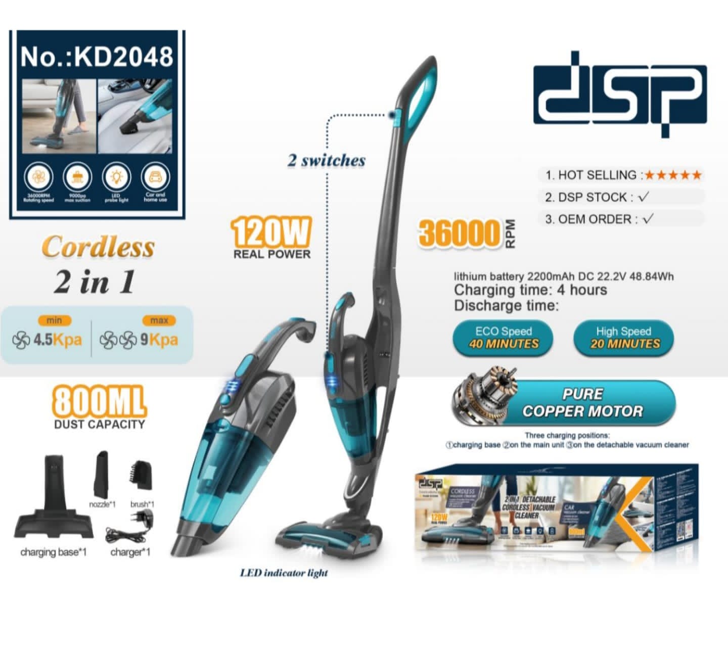 2-in-1 Detachable Cordless Vacuum Cleaner