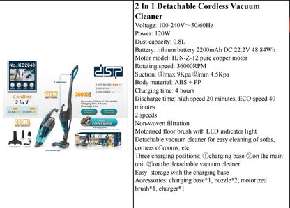 2-in-1 Detachable Cordless Vacuum Cleaner