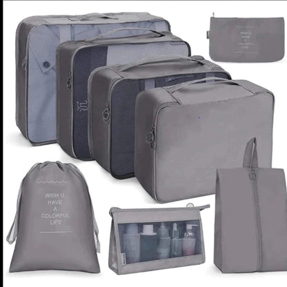 8-Piece Luggage Travel Organizer Set with Toiletry Case