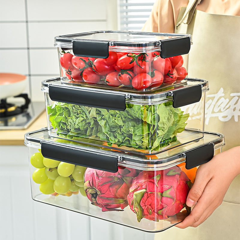 3-Piece Acrylic Food Storage Container Set with Black Lids
