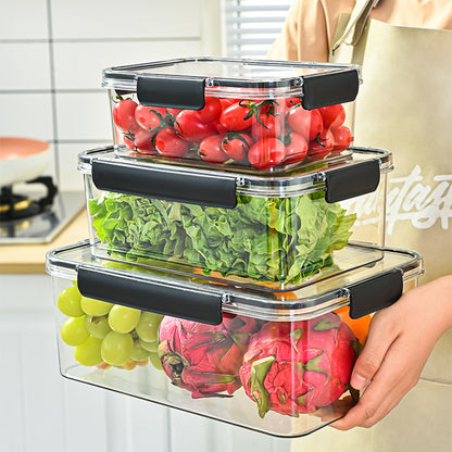 3-Piece Acrylic Food Storage Container Set with Black Lids