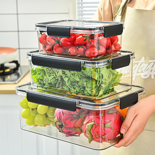 3-Piece Acrylic Food Storage Container Set with Black Lids