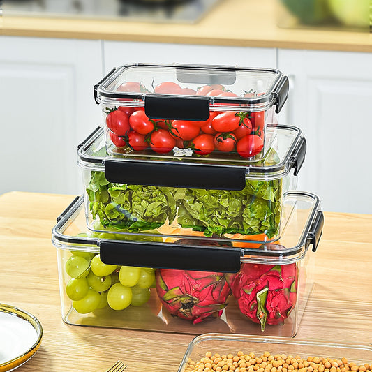 3-Piece Acrylic Food Storage Container Set with Black Lids