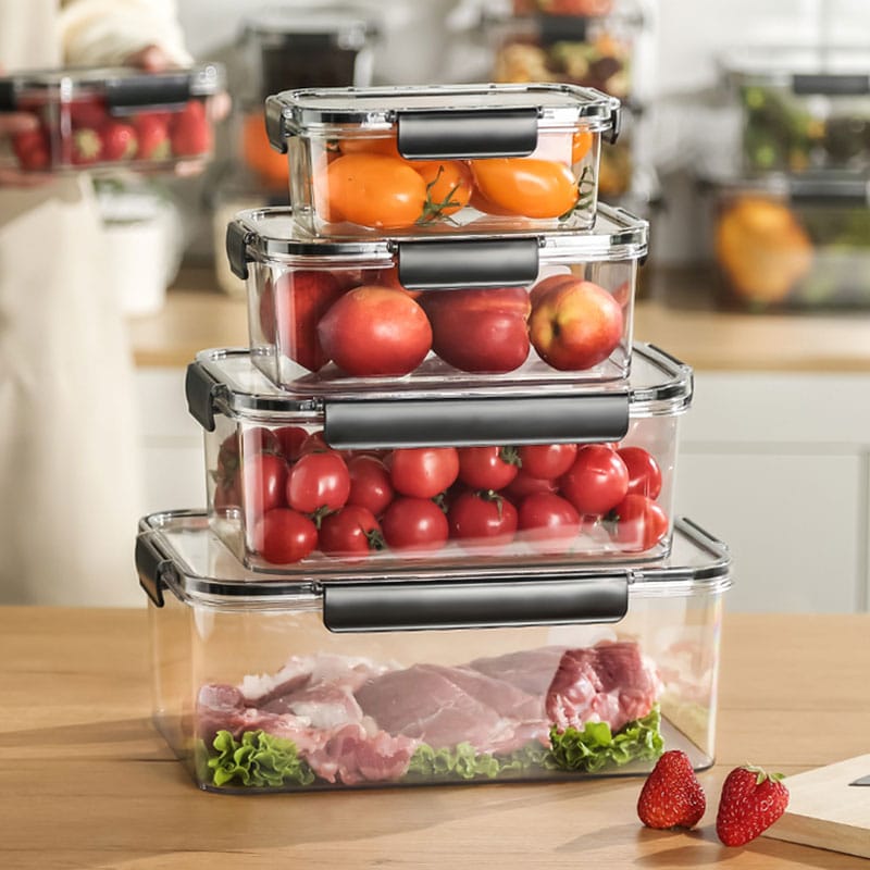 4-Piece Set Large Capacity Transparent Sealed Refrigerator Containers