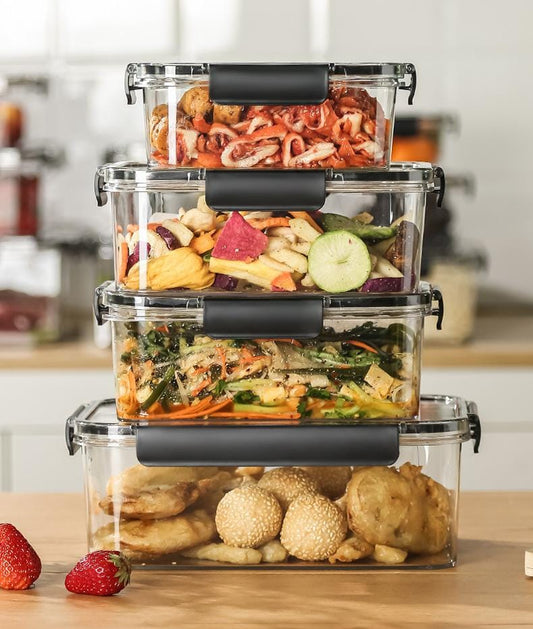4-Piece Set Large Capacity Transparent Sealed Refrigerator Containers