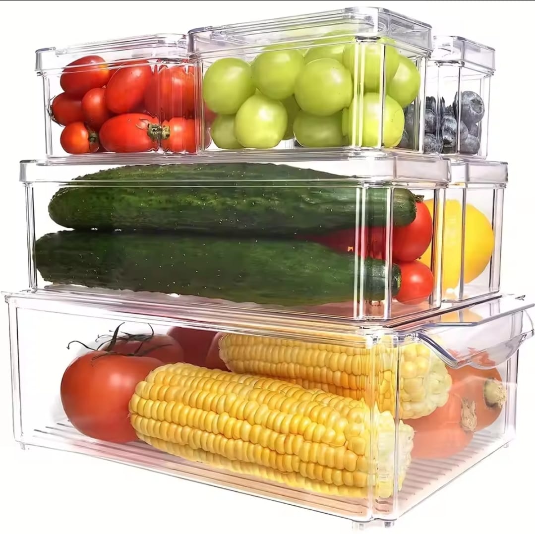 7-Piece Stackable Acrylic Fridge Organizer Set