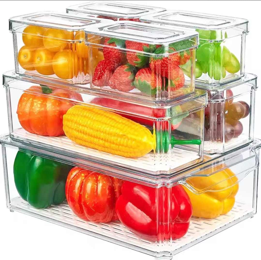 7-Piece Stackable Acrylic Fridge Organizer Set