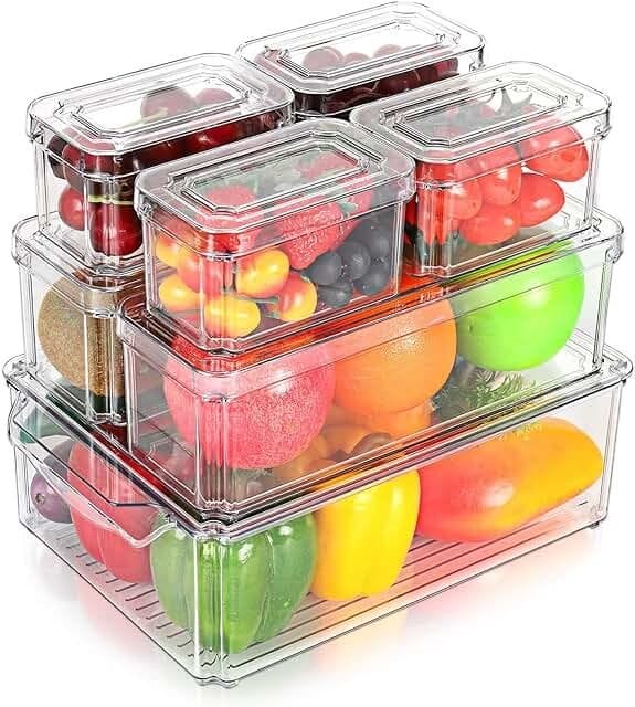 7-Piece Stackable Acrylic Fridge Organizer Set