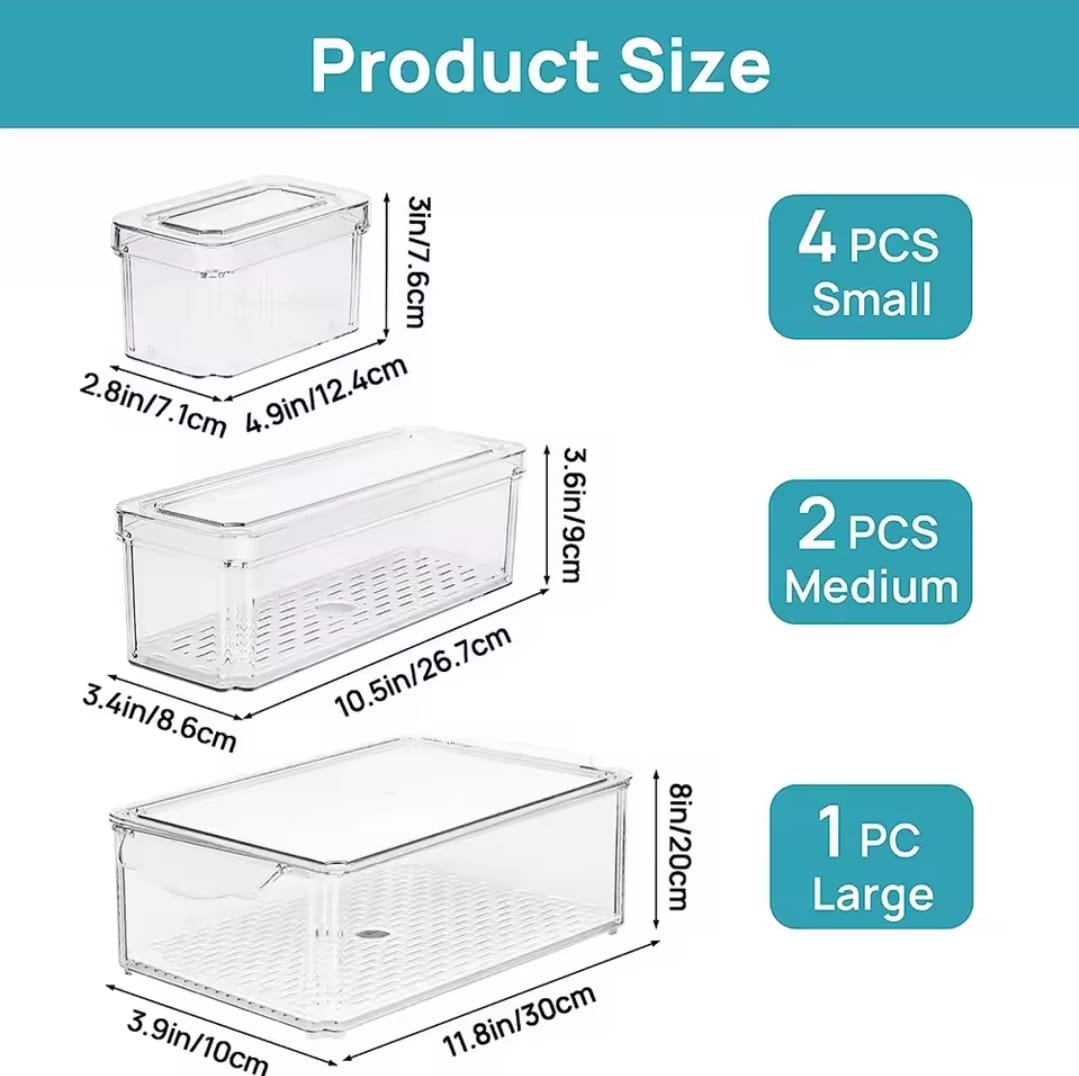 7-Piece Stackable Acrylic Fridge Organizer Set