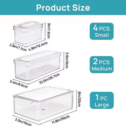 7-Piece Stackable Acrylic Fridge Organizer Set