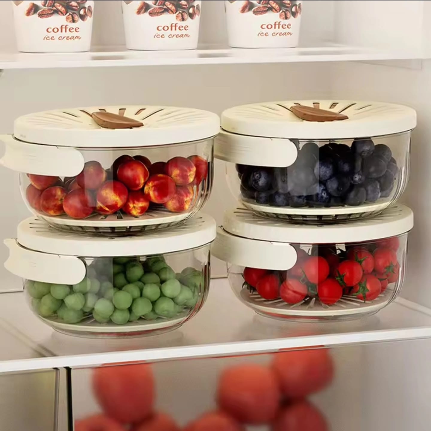 Multi-Functional Foldable-Handle Food Drainer & Storage Container