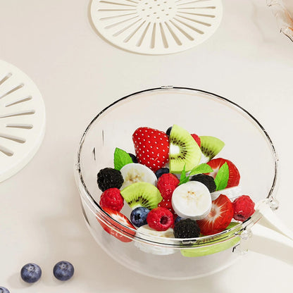 Multi-Functional Foldable-Handle Food Drainer & Storage Container