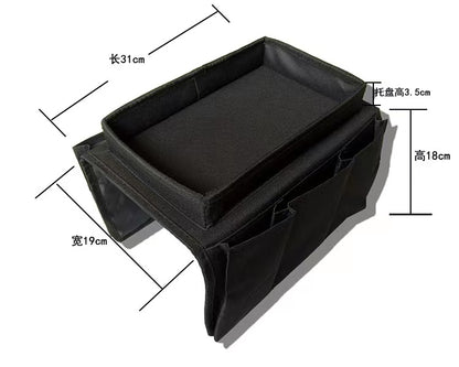 Couch Sofa Armrest Organizer with Top Tray & Dual Side Pockets