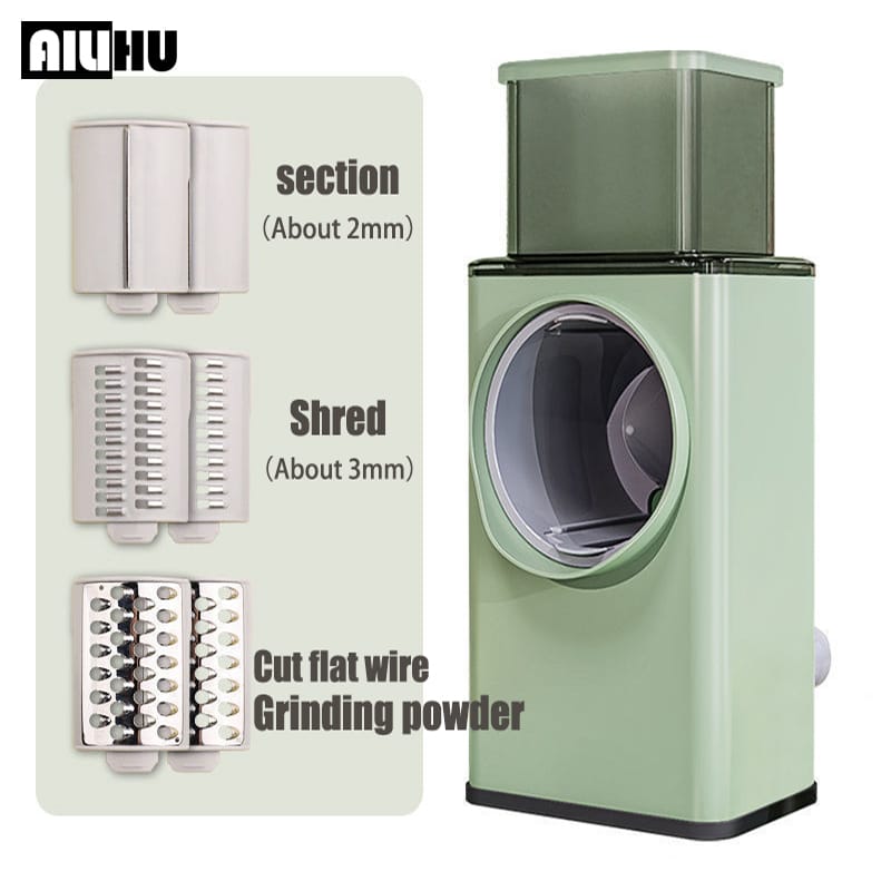 Storm Square Vegetable Cutter – 3-in-1 Manual Rotary Slicer, Shredder & Grinder