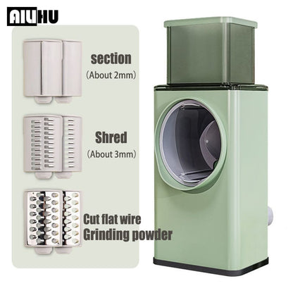 Storm Square Vegetable Cutter – 3-in-1 Manual Rotary Slicer, Shredder & Grinder