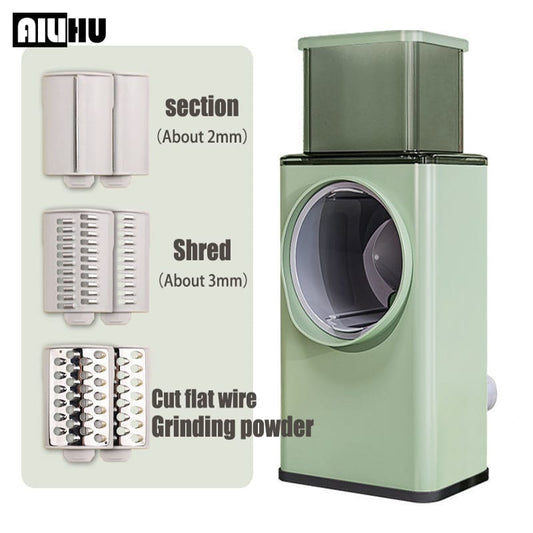 Storm Square Vegetable Cutter – 3-in-1 Manual Rotary Slicer, Shredder & Grinder