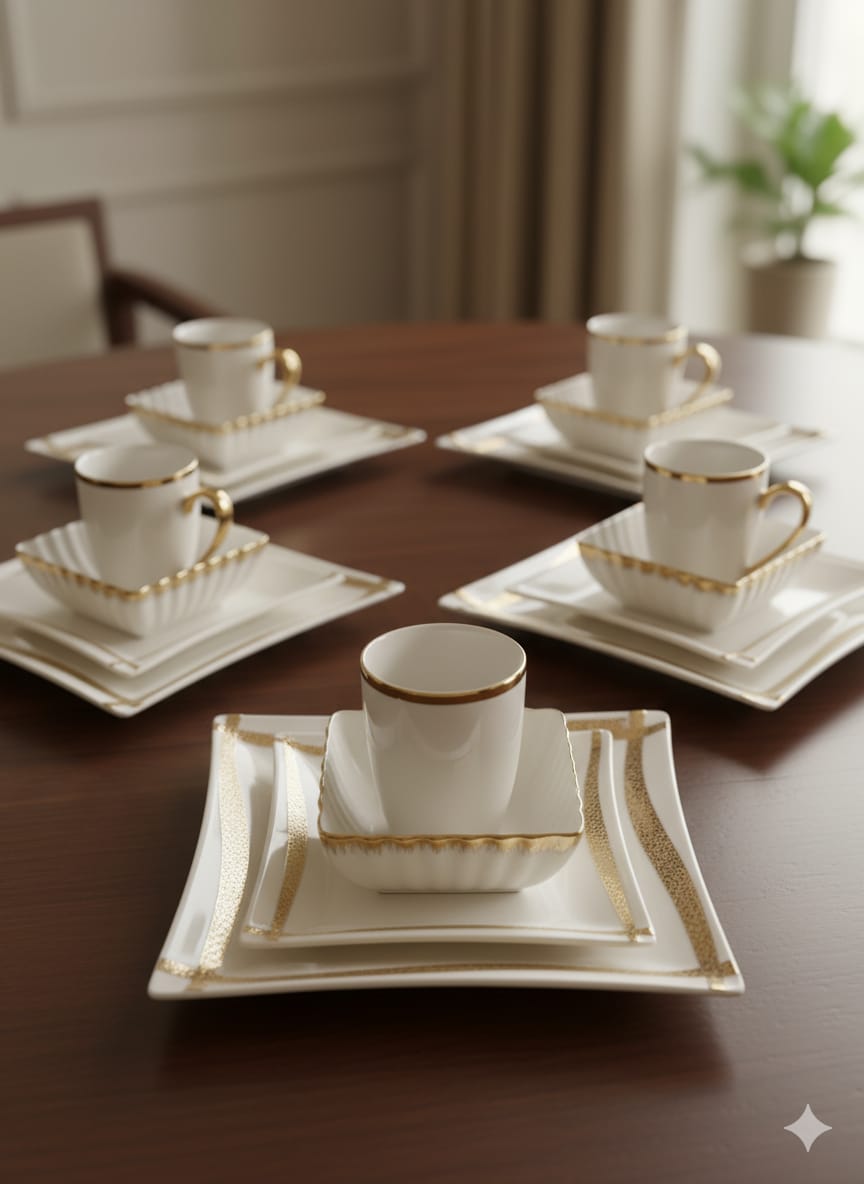 24-Piece Gold Line Porcelain Dinner Set