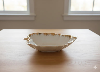 Gilded Leaf Ceramic Bowl