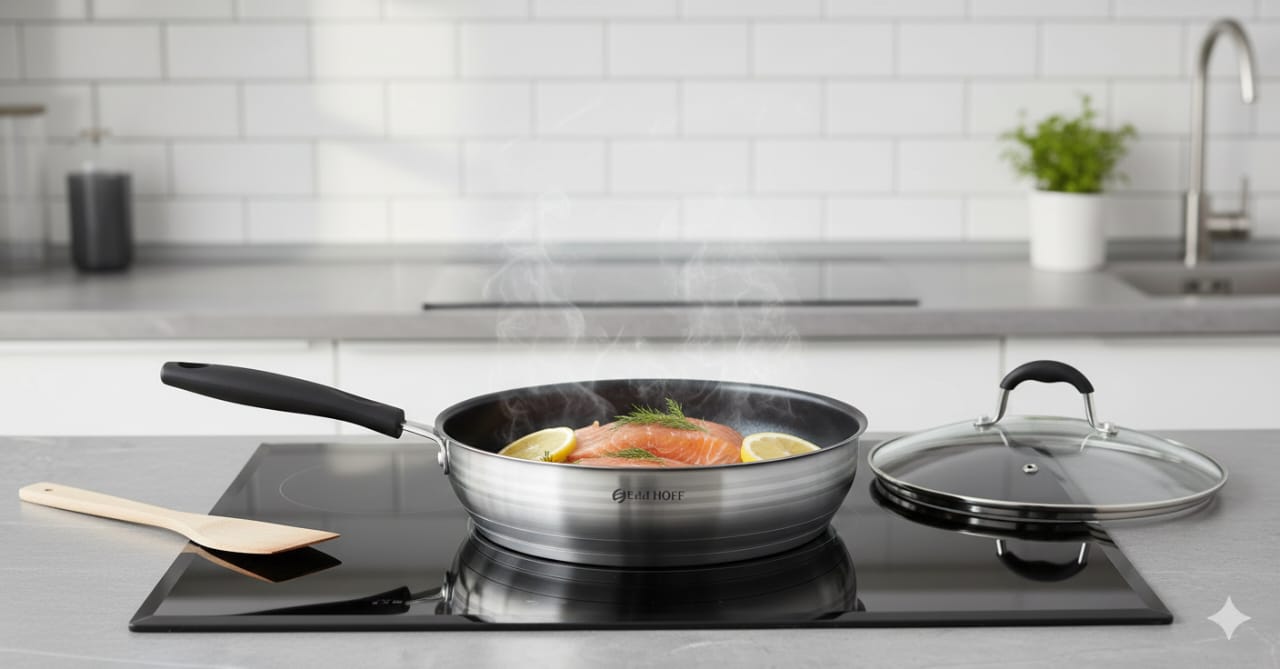 Edel Hoff 12-Piece Stainless Steel Cookware Set with Glass Lids