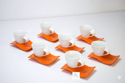 Fancy Colored Espresso Cup & Saucer Set – 6 Pieces