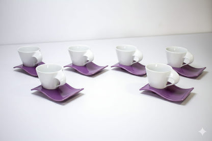 Fancy Colored Espresso Cup & Saucer Set – 6 Pieces