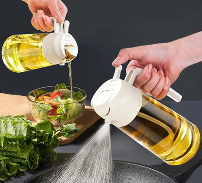 2-in-1 Oil Jar – Sprayer and Dispenser, 600ml Kitchen Bottle