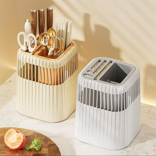 Multi-Functional Rotating Knife and Utensil Rack