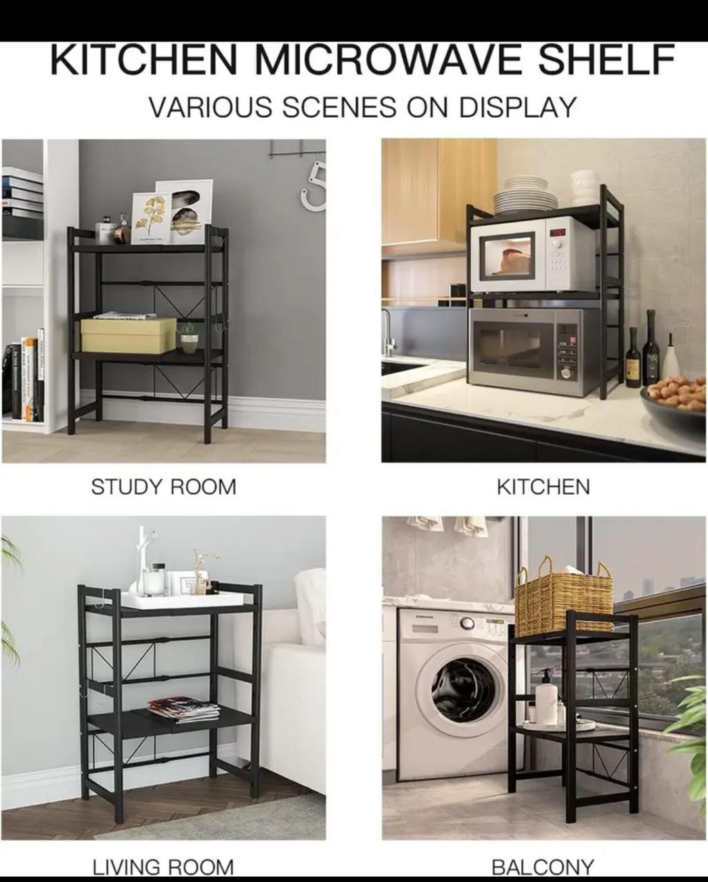 Double-Layer Heavy-Duty Adjustable Microwave Stand