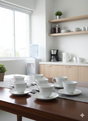 Classic White Ceramic Cup & Saucer Set 6PCs