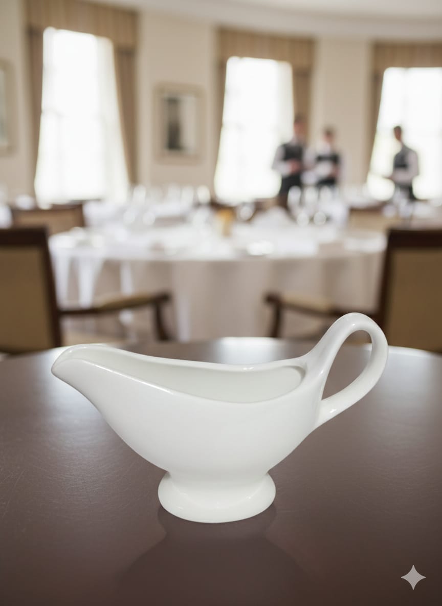 Classic White Ceramic Sauce Server