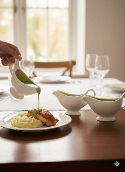 Classic White Ceramic Sauce Server