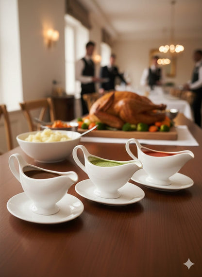 Classic White Ceramic Sauce Server