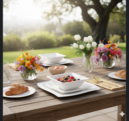 18-Piece Fancy Square Dinner Set with Lines