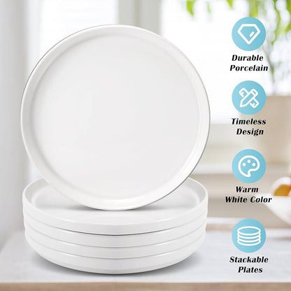 Ceramic Round White Platter – 10 Inch 6PCs