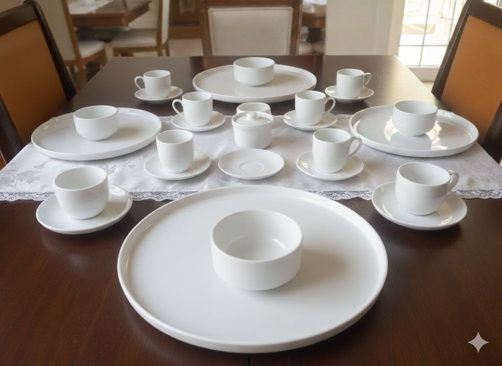 26-Piece Vantage White Ceramic Dinner Set