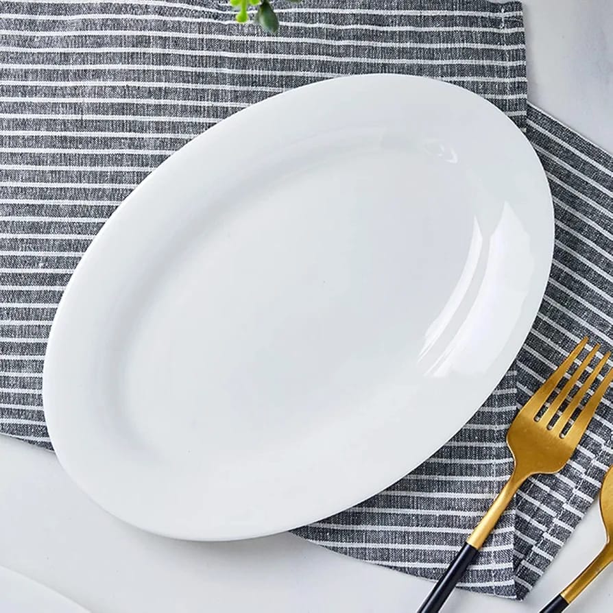White Ceramic Oval Platter – 12 Inch 1PC